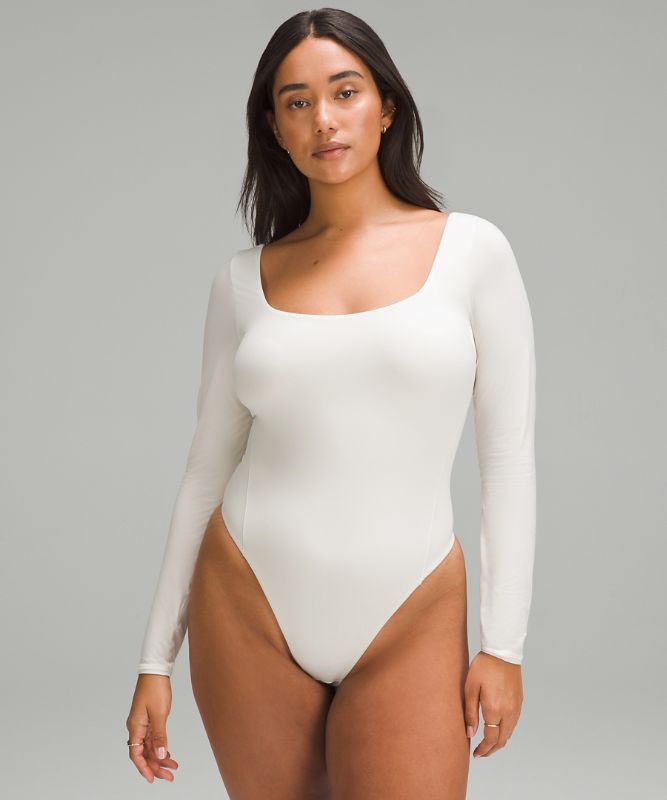 Wundermost Ultra-Soft Nulu Square-Neck Long-Sleeve Bodysuit