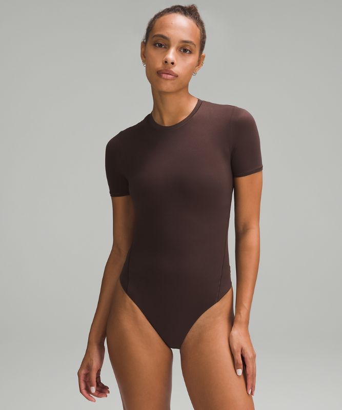 Wundermost Ultra-Soft Nulu Short-Sleeve Crew Thong Bodysuit