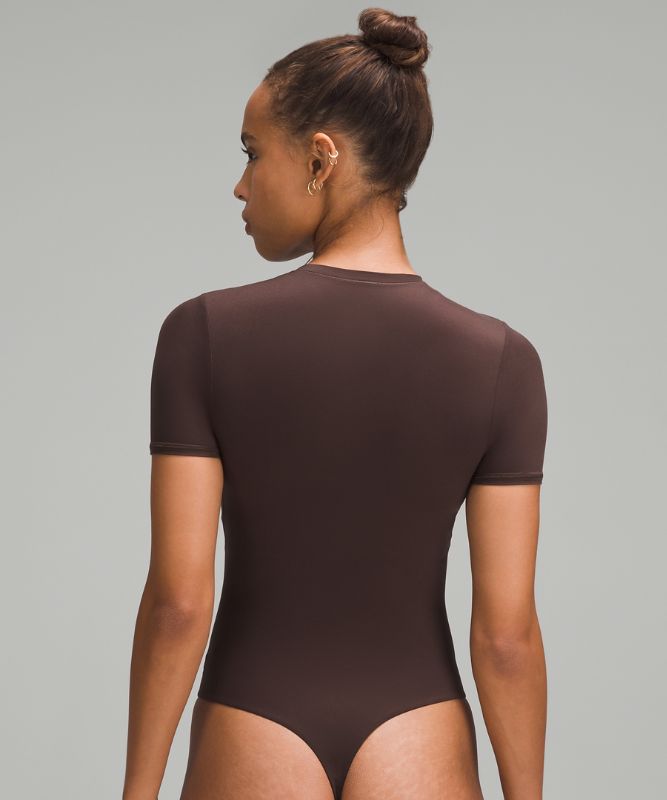 Wundermost Ultra-Soft Nulu Short-Sleeve Crew Thong Bodysuit