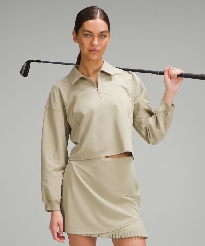 Back-Pleat Quarter-Zip Golf Pullover