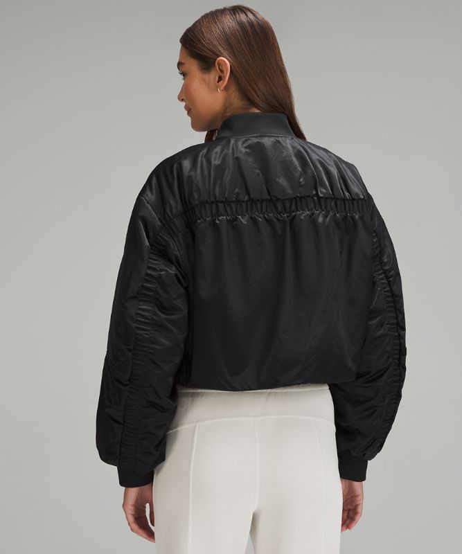 Insulated Ruched Bomber Jacket