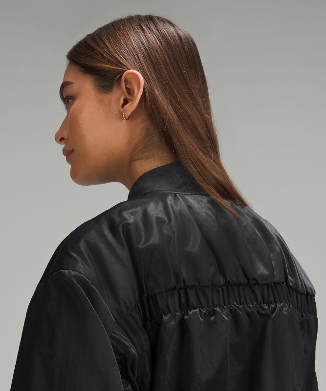 Insulated Ruched Bomber Jacket