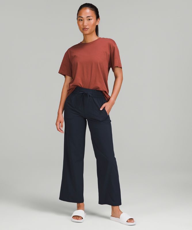 Pull-On Mid-Rise Wide-Leg Pant 28"