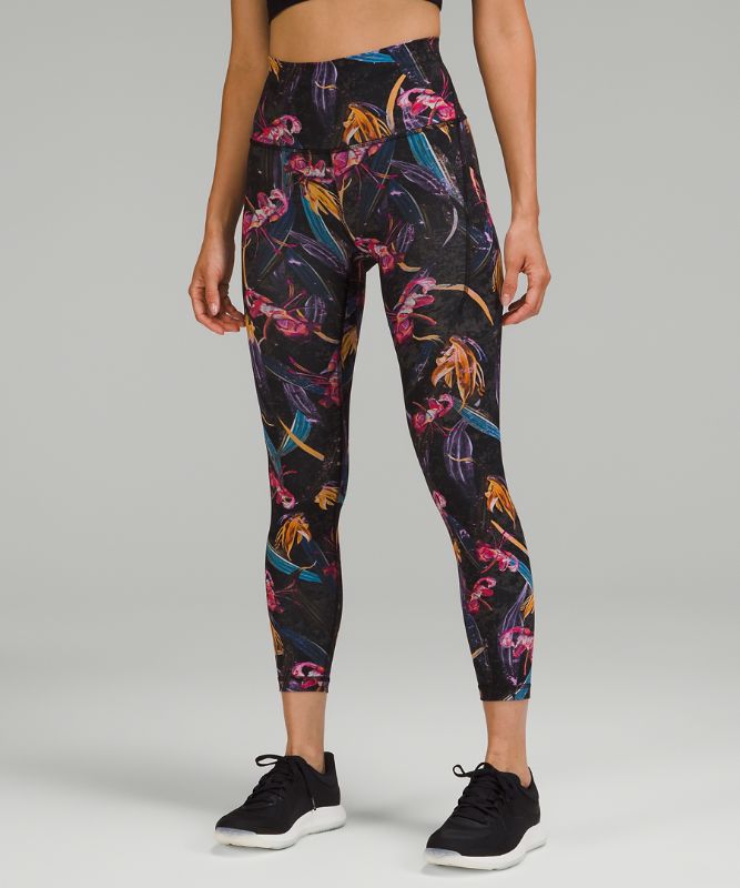Wunder Train High-Rise Tight with Pockets 24, Veiled Floral Black Multi
