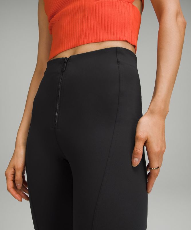 Pull-On Zip-Front High-Rise Pant