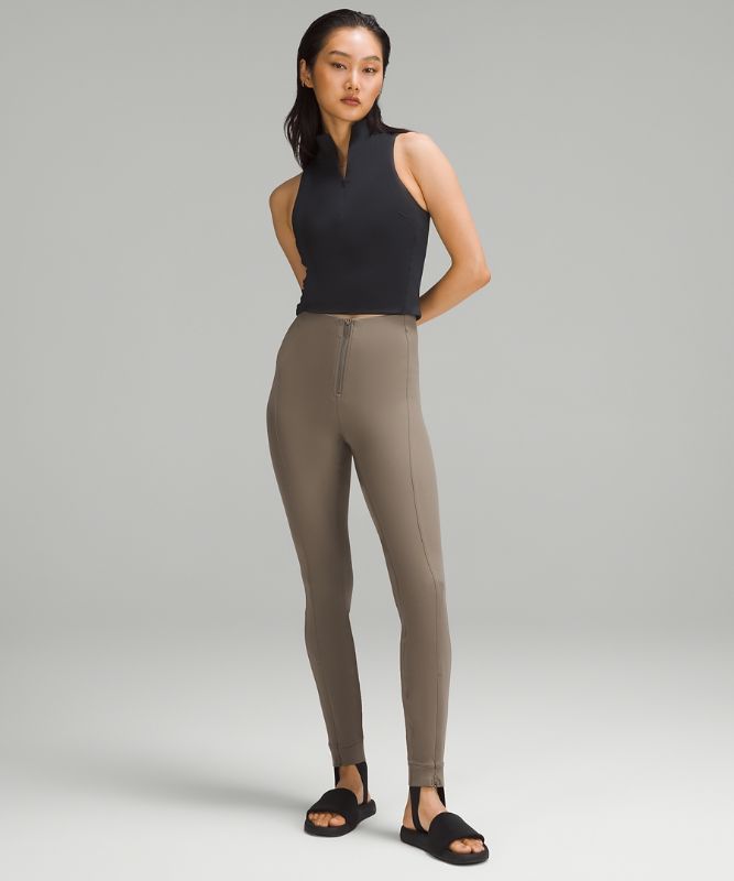 Pull-On Zip-Front High-Rise Pant