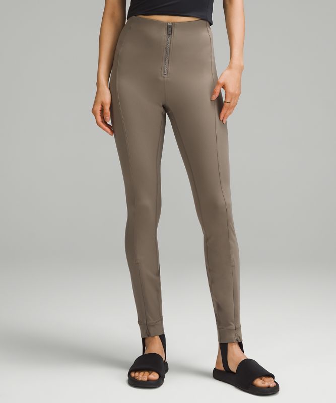 Pull-On Zip-Front High-Rise Pant