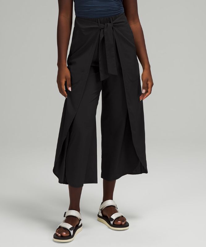 Wrap-Front Wide Leg High-Rise Crop