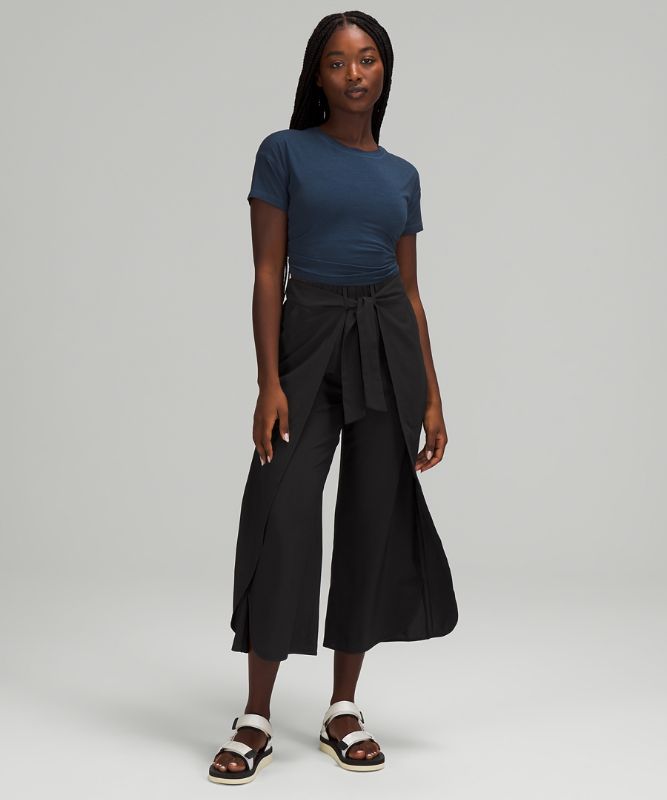 Wrap-Front Wide Leg High-Rise Crop