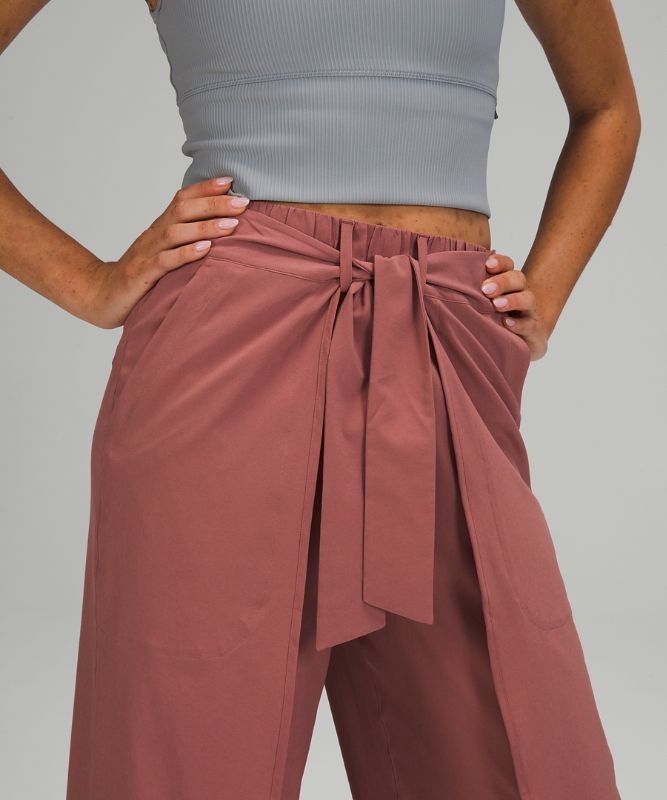 Wrap-Front Wide Leg High-Rise Crop