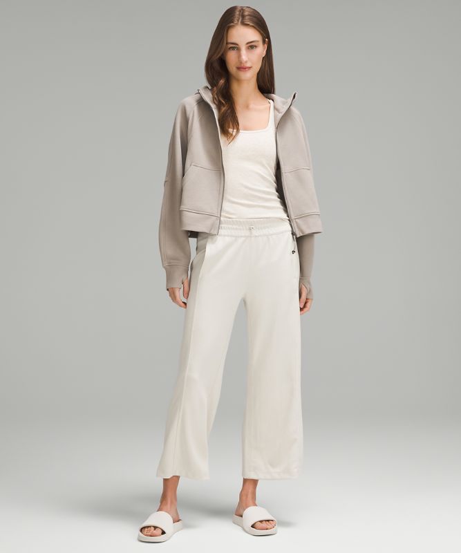 Ribbed Softstreme Mid-Rise Wide-Leg Cropped Pant 25"