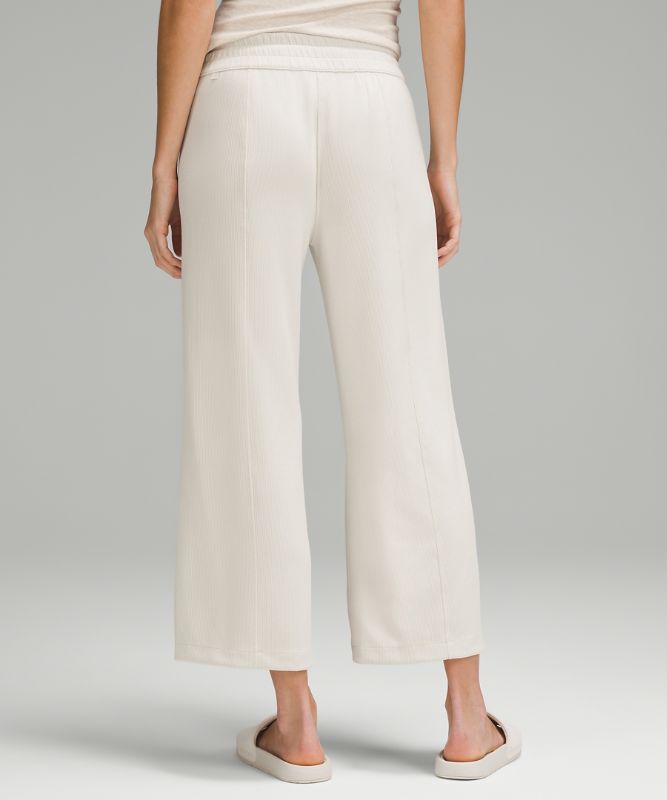 Ribbed Softstreme Mid-Rise Wide-Leg Cropped Pant 25"