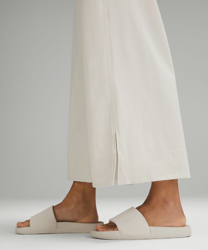 Stretch Woven Wide-Leg High-Rise Cropped Pant