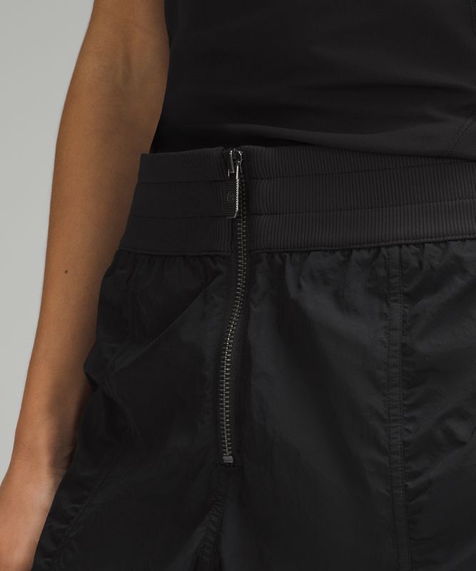 Front-Zip Mid-Rise Ruched Crop