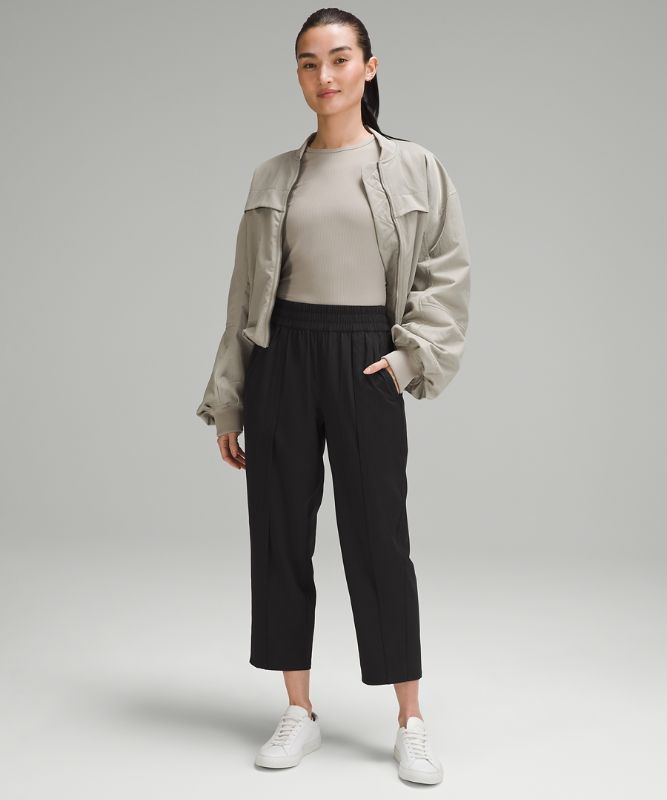 Front-Pleat Tapered Mid-Rise Cropped Pant