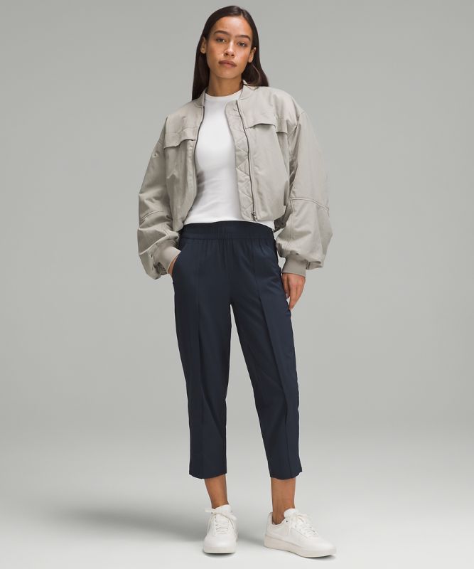 Front-Pleat Tapered Mid-Rise Cropped Pant