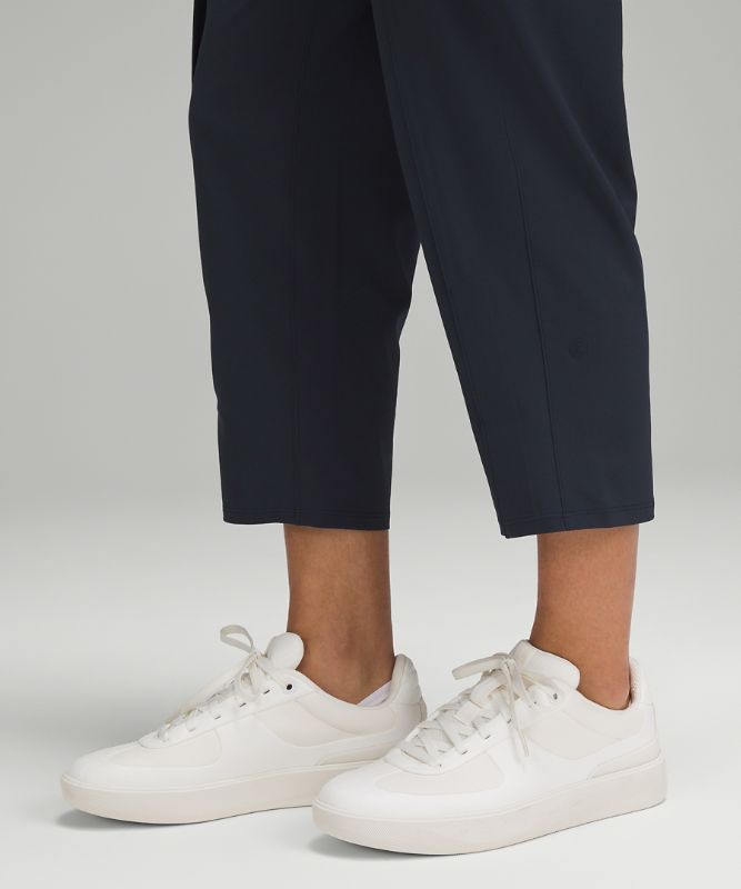 Front-Pleat Tapered Mid-Rise Cropped Pant