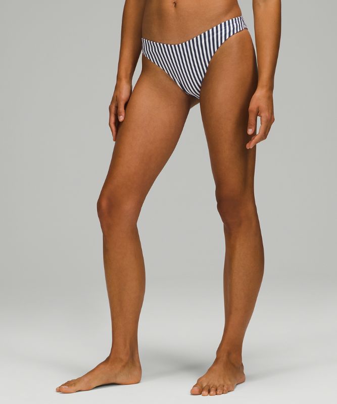 Seersucker Mid-Rise Skimpy Swim Bottom