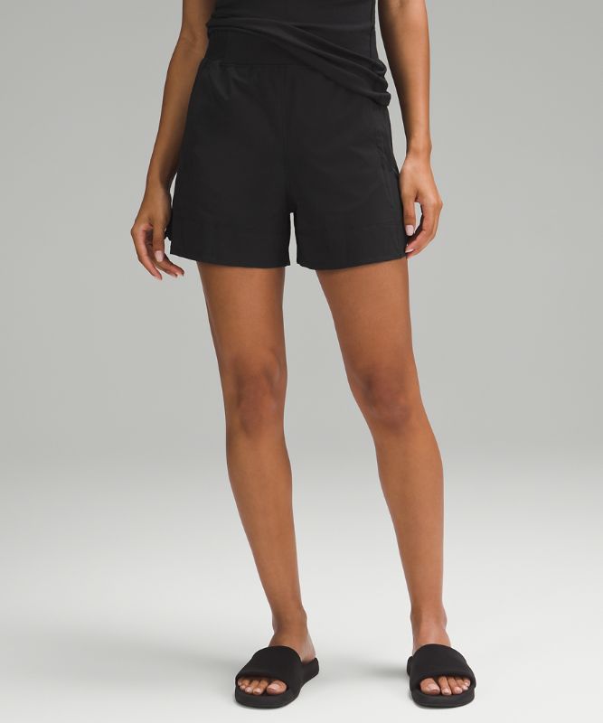 Stretch Woven Relaxed-Fit High-Rise Short 4"