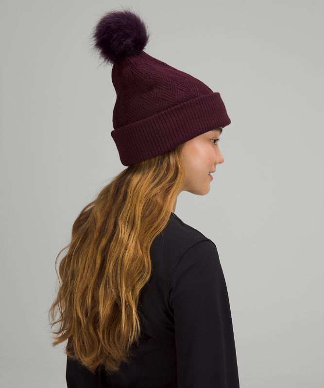 Chevron Knit Pom Beanie