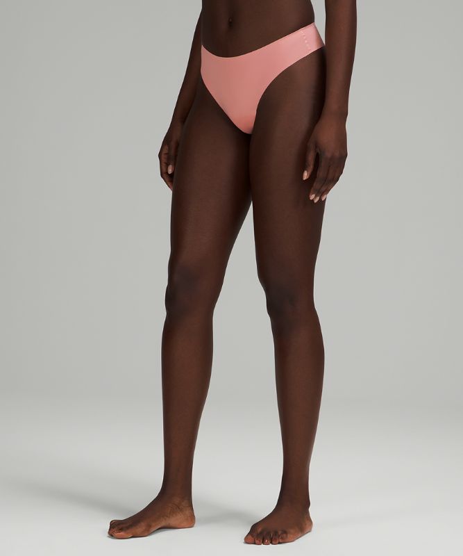 InvisiWear Mid Rise Thong Underwear, Pink Puff